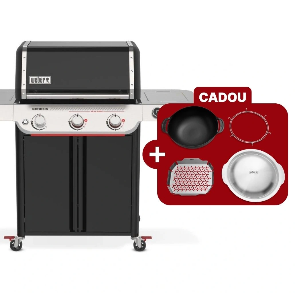 Gratar pe gaz Weber Genesis E-335W cu putere mare booster arzatoare + termometru digital + regulator exterior gradina 12 ani garantie